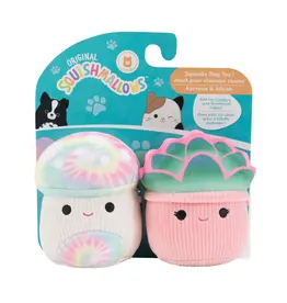 Jazwares Squishmallow Squeaky Plush Dog Toy Plant Kervena & Afiyah 2pk