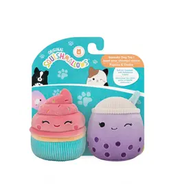 Jazwares Squishmallow Squeaky Plush Dog Toy Sweet Poplin & Diedre 2pk