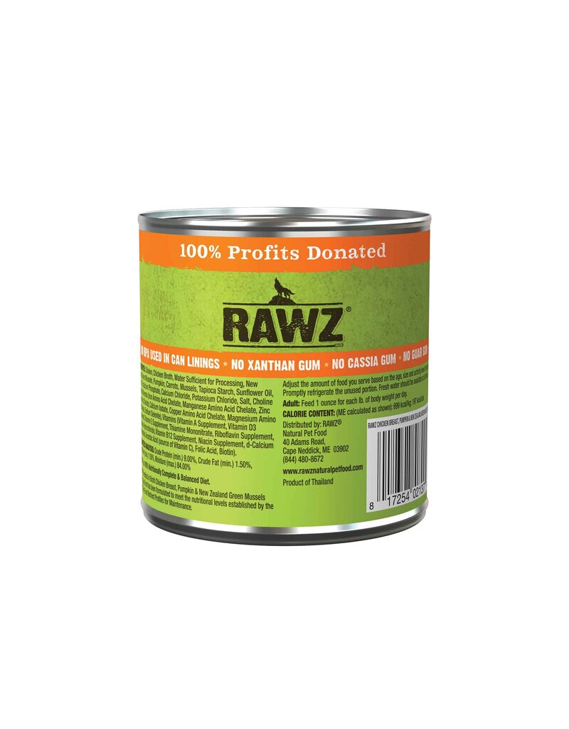RAWZ Rawz Shredded Chicken, Pumpkin & New Zealand Green Mussels Canned Dog Food 10 Oz