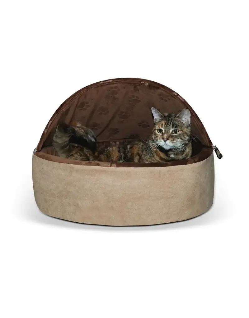 K&H Manufacturing K&H Self-Warming Kitty Bed Hooded Chocolate Large