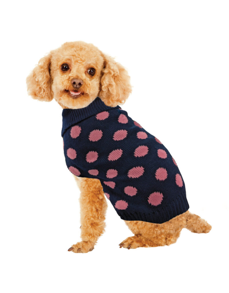 Ethical Pet Fashion Pet Sweater Contrast Dot Pink