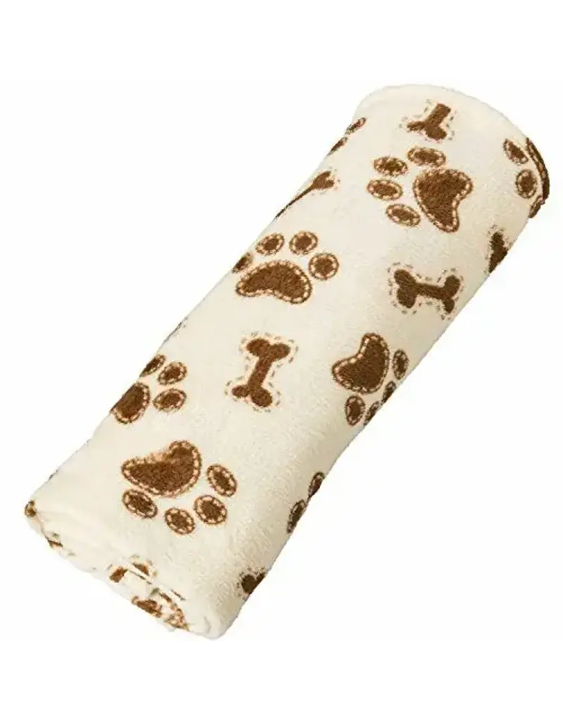 Ethical Pet Ethical Pet Bones/Paws Blanket Tan