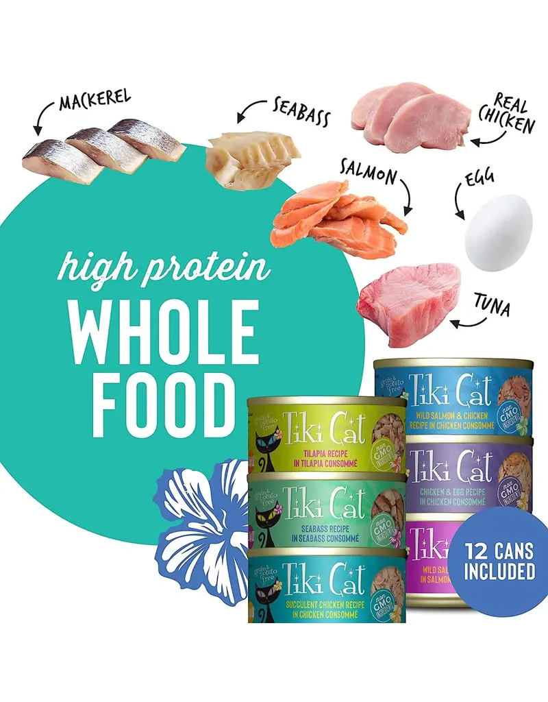 Tiki Pet Tiki Cat Luau Cat Food 12/2.8oz Can Variety Pack