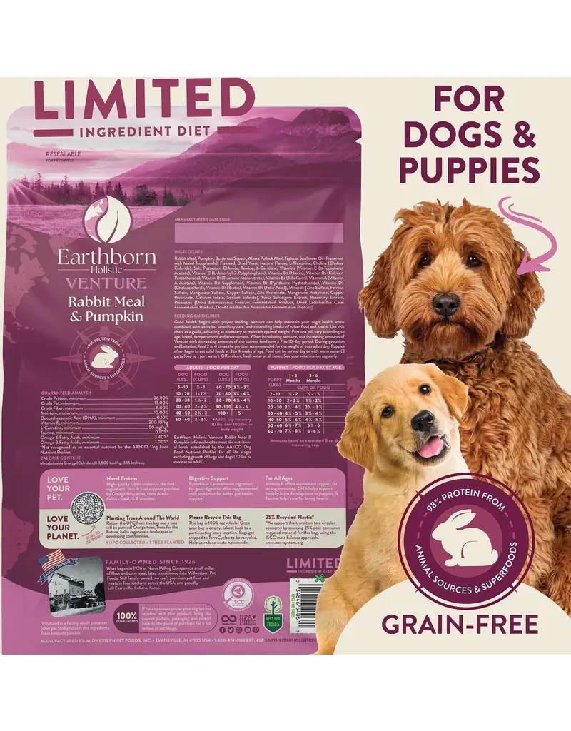Earthborn Holistic Earthborn Holistic Venture Limited Ingredient Rabbit Meal & Pumpkin Dry Dog Food