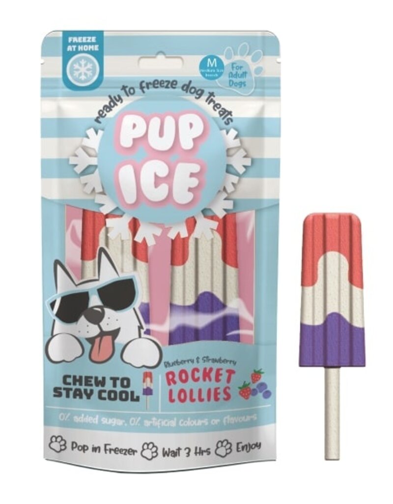 Ethical Pet Pup Ice Rocket Lollies Strawberry/Blueberry 2 Pk