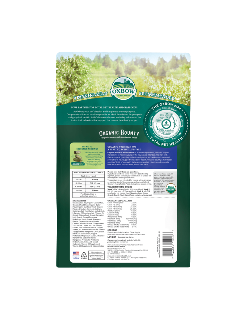 Oxbow Oxbow Organic Bounty Adult Rabbit Food 3 lb