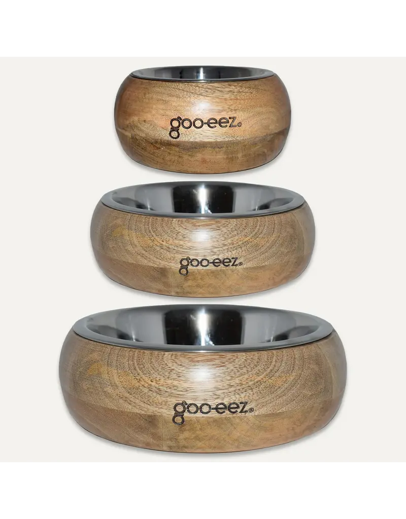 Quaker Pet Group Goo-Eez Round Mango Wood Stainless Steel Bowl