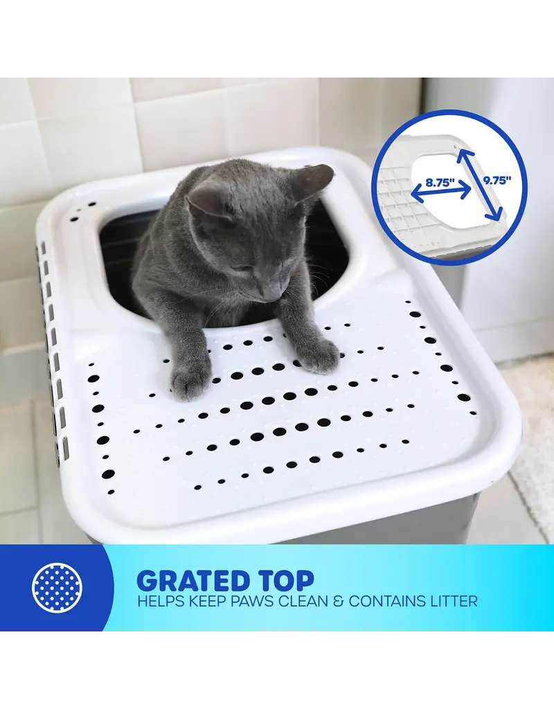 Petmate Top Entry Litter Pan Nickel/Pearl 20x15x15