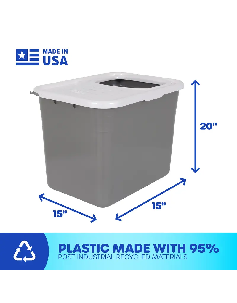 Petmate Top Entry Litter Pan Nickel/Pearl 20x15x15