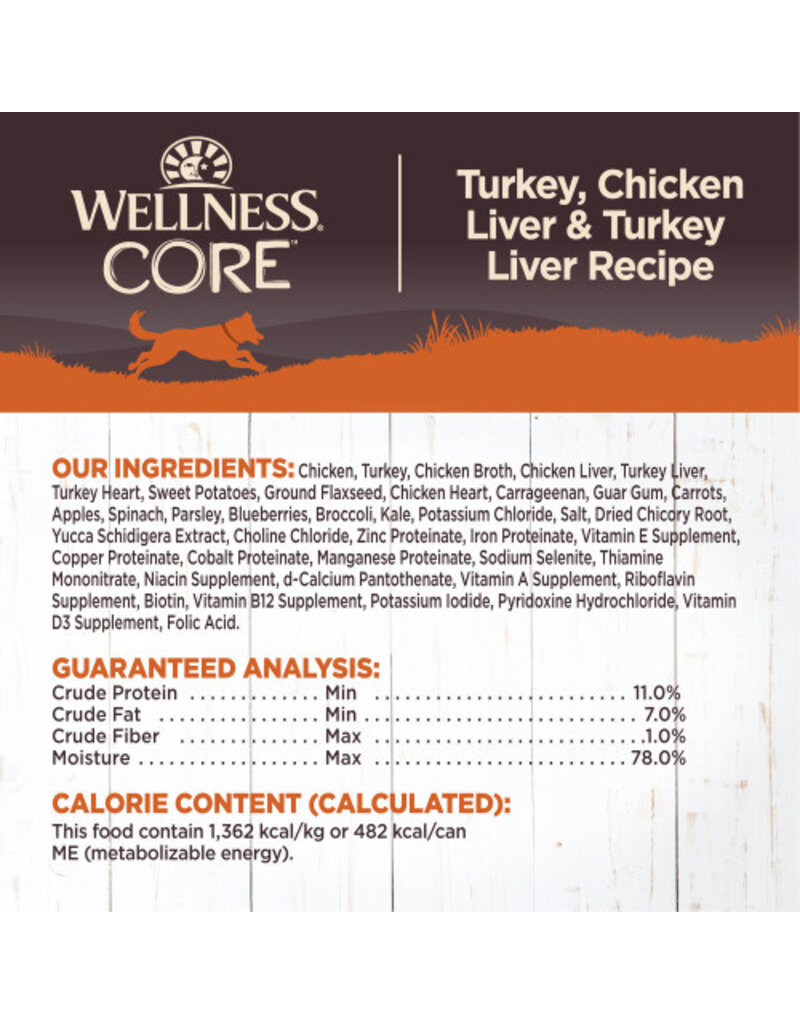 Wellness Wellness Core Grain Free Turkey, Chicken Liver & Turkey Liver Recipe Canned Dog Food 12.5 oz   can