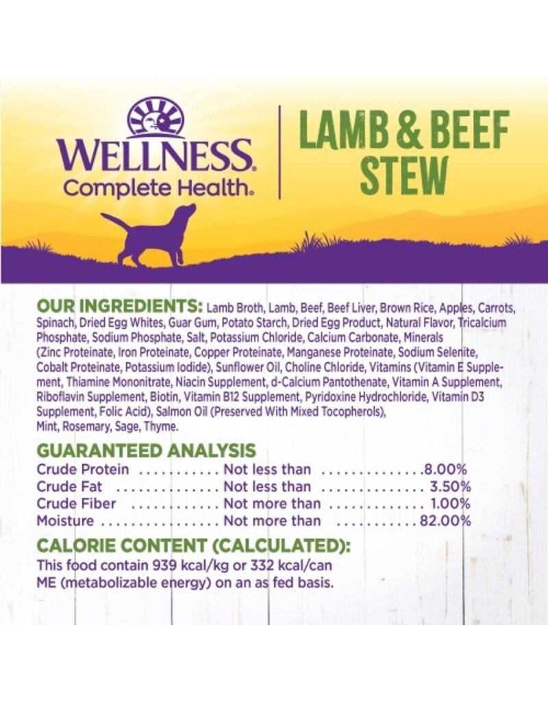 Wellness Wellness Lamb & Beef Stew with Brown Rice & Apples Dog Food 12.5 oz can