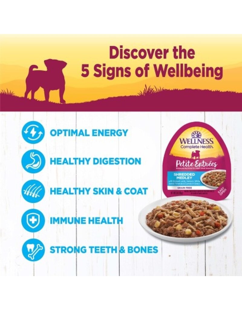 Wellness Wellness Petite Entrees Shredded Medley with Braised Lamb, Venison, Sweet Potatoes and Carrots 3oz tray