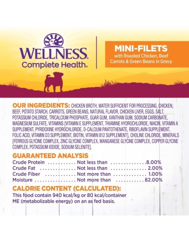 Wellness Wellness Petite Entrees Mini-Filets Grain Free Natural Roasted Chicken And Beef Recipe Wet Dog Food 3oz tray