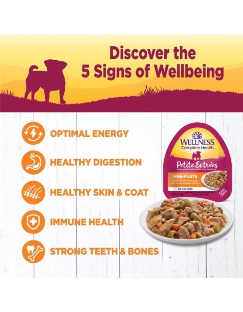 Wellness Wellness Petite Entrees Mini-Filets Grain Free Natural Roasted Chicken And Beef Recipe Wet Dog Food 3oz tray
