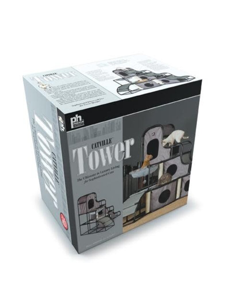 Prevue Pet Prevue Catville Cat Tower Gray Print