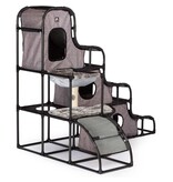 Prevue Pet Prevue Catville Cat Tower Gray Print