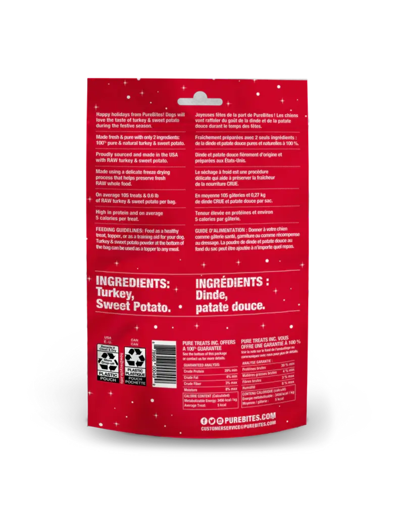 Pure Treats PureBites Holiday Turkey & Sweet Potato Dog Treats 2.5 Oz