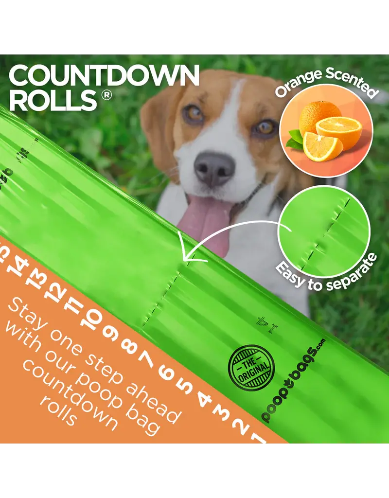 The Original Poop Bags Biobased Countdown Rolls Poop Bags Orange Scented 8 Pk 15 Ct