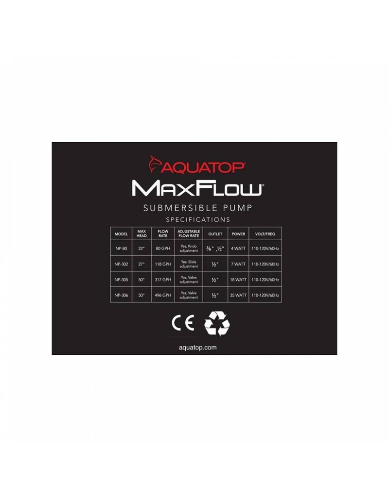 Aquatop Aquatop MaxFlow Submersible Pump with Adjustable Flow 317 GPH