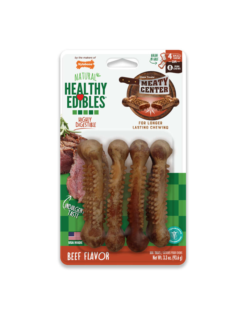 Nylabone Healthy Edibles Meaty Center Chew Treats Beef