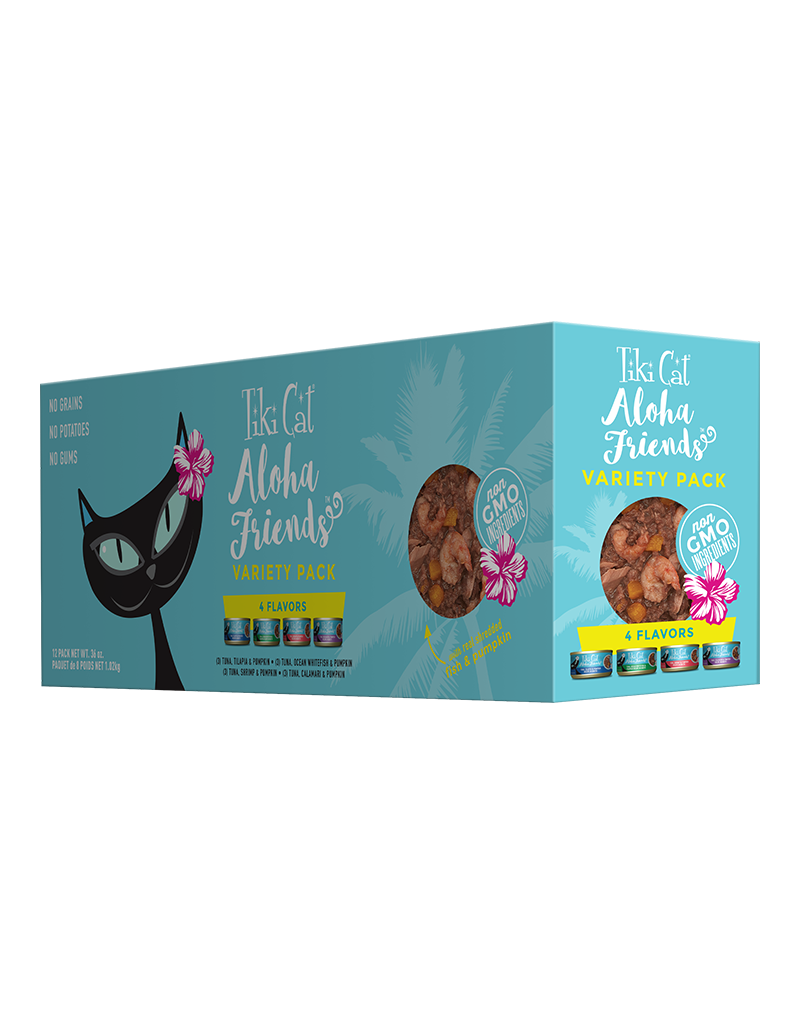 Tiki Pet Tiki Cat Aloha Friends Seafood Flavors Variety 3Oz 12pk
