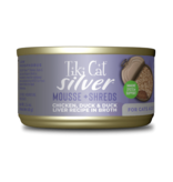 Tiki Pet Tiki Cat Silver Mousse & Shreds Chicken, Duck & Duck Liver 2.4 Oz can