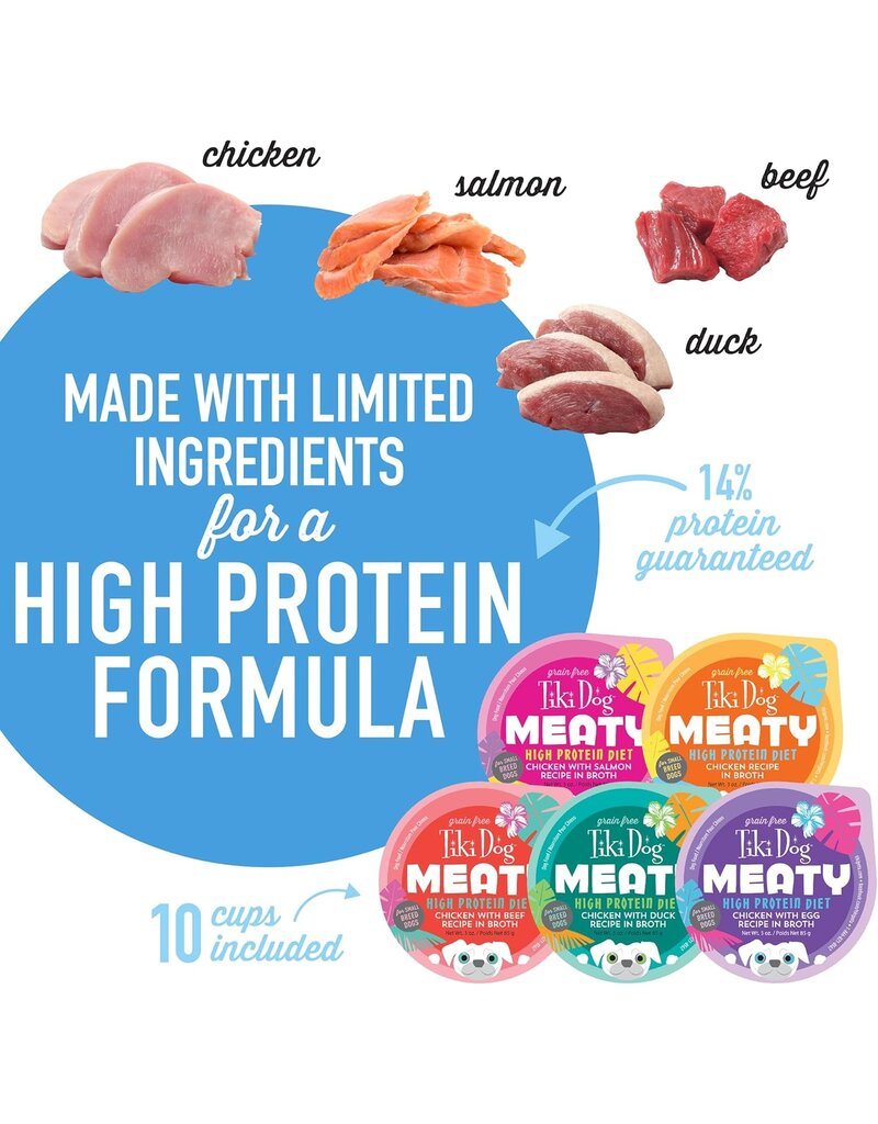 Tiki Pet Tiki Dog Grain Free Meaty  High Protein Food  Variety  30 oz 10pk