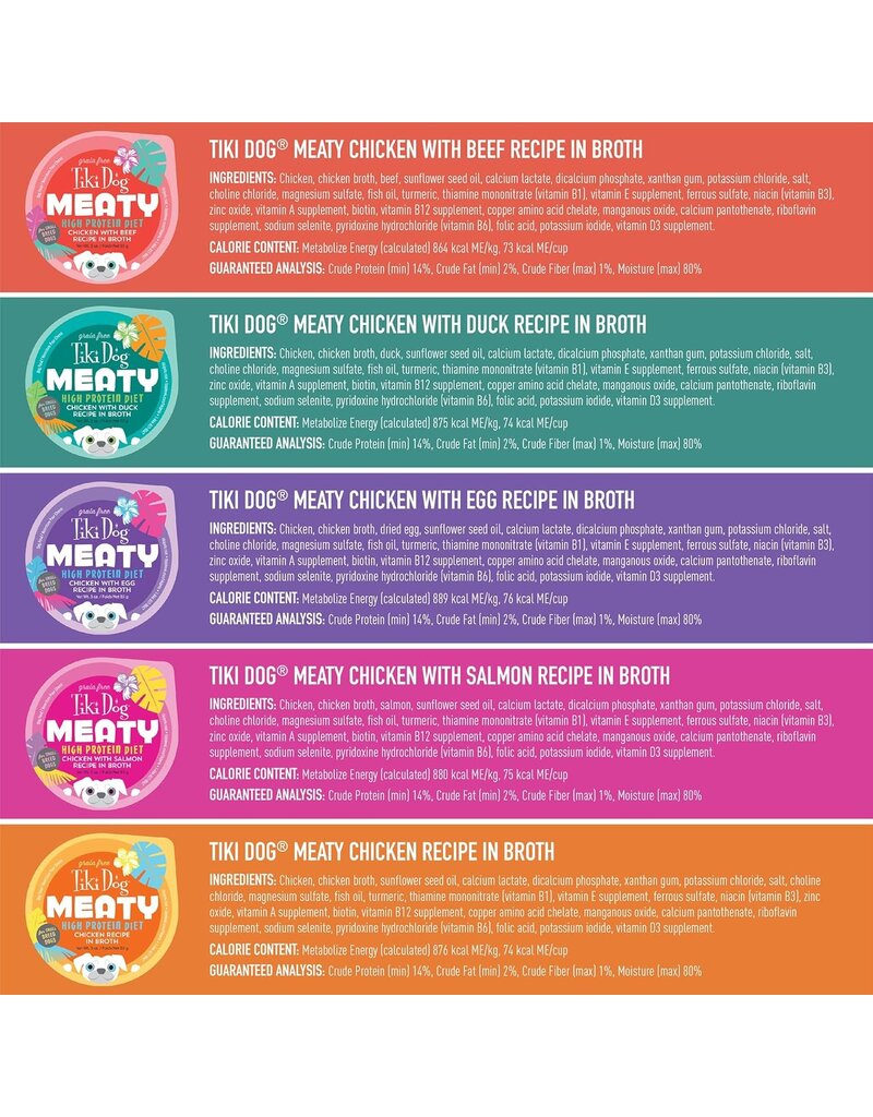 Tiki Pet Tiki Dog Grain Free Meaty  High Protein Food  Variety  30 oz 10pk