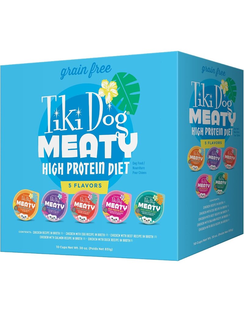 Tiki Pet Tiki Dog Grain Free Meaty  High Protein Food  Variety  30 oz 10pk