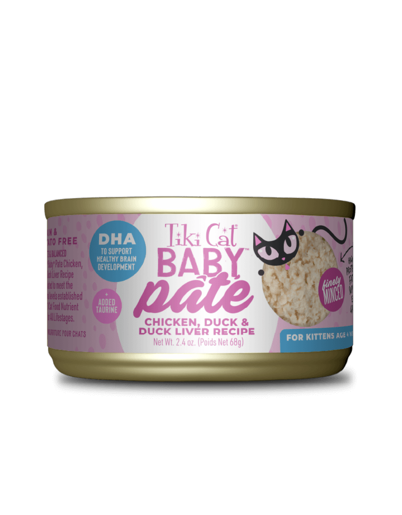 Tiki Pet Tiki Cat Baby Chicken, Duck & Duck Liver Pate Kitten Food 2.4 Oz