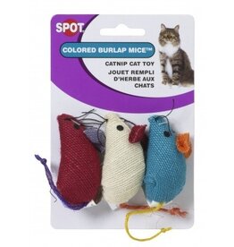 Ethical Pet Spot Burlap Mouse W/Catnip Asst 3 pk