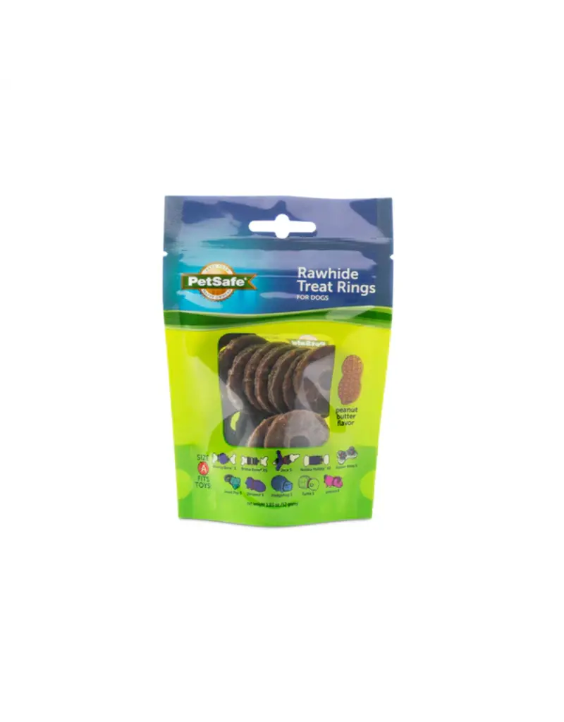 Petsafe Busy Buddy Natural Rawhide Rings Peanut Butter 16pk