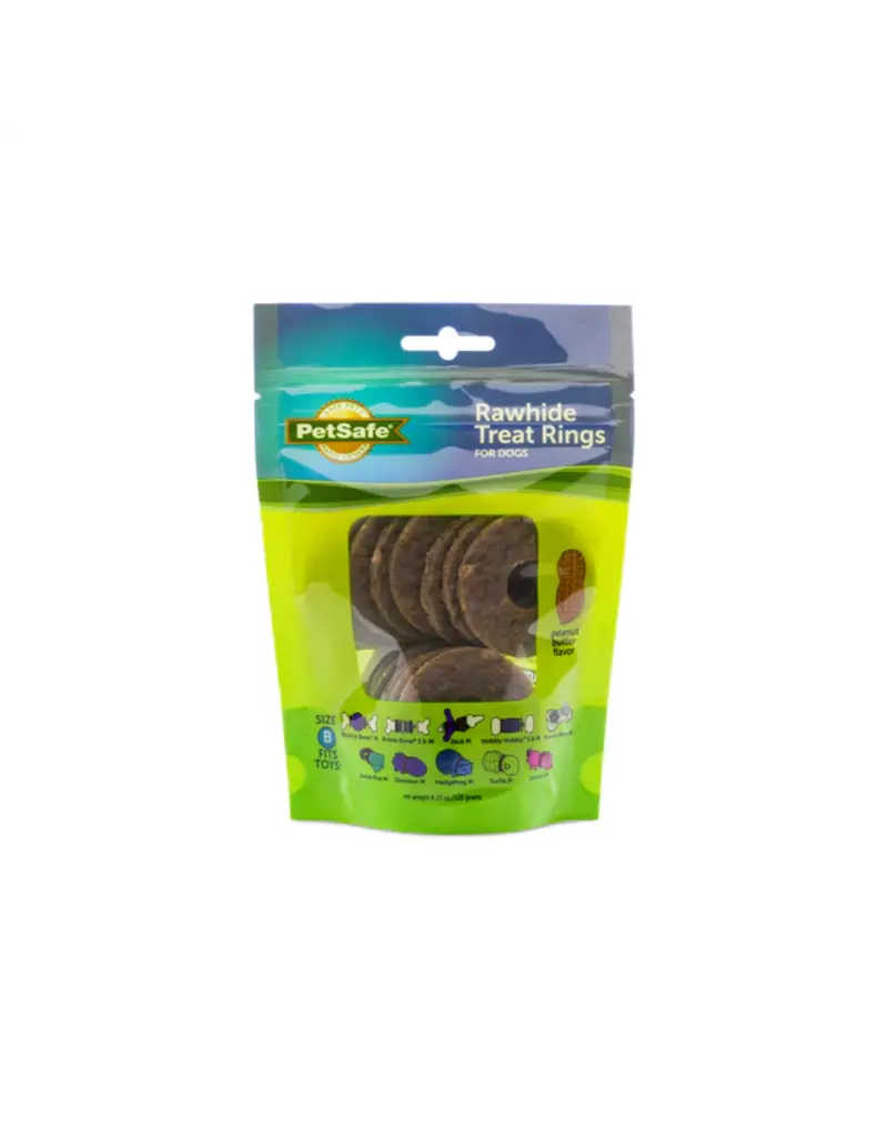 Petsafe Busy Buddy Natural Rawhide Rings Peanut Butter 16pk