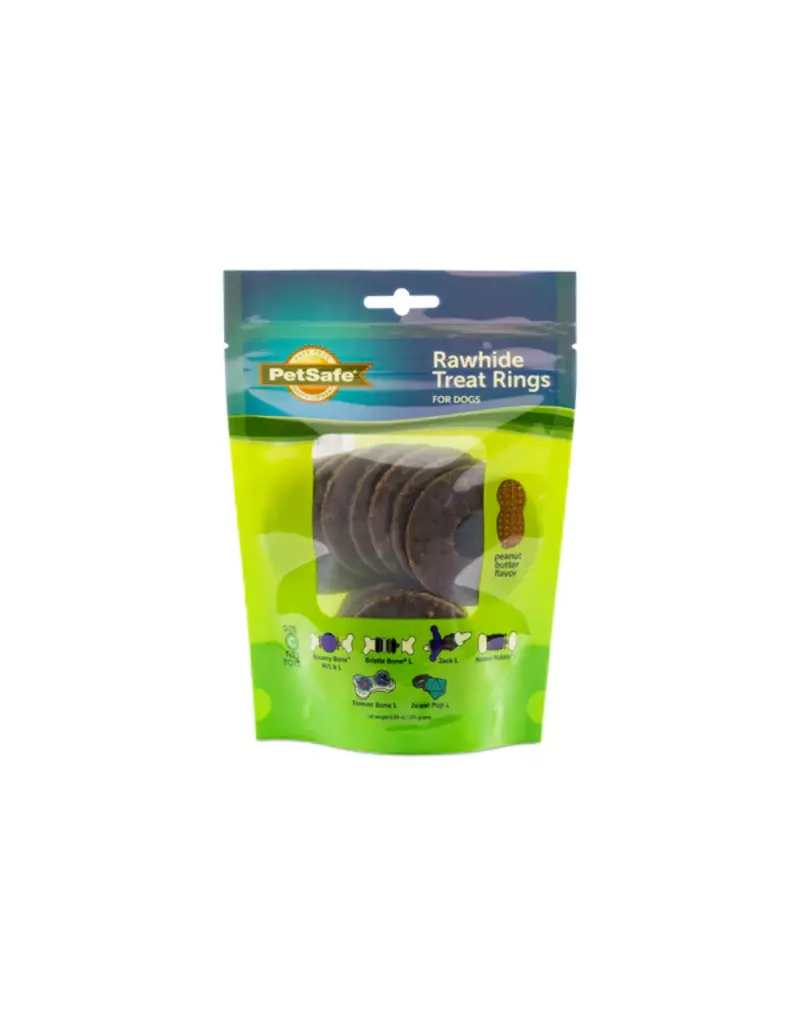 Petsafe Busy Buddy Natural Rawhide Rings Peanut Butter 16pk