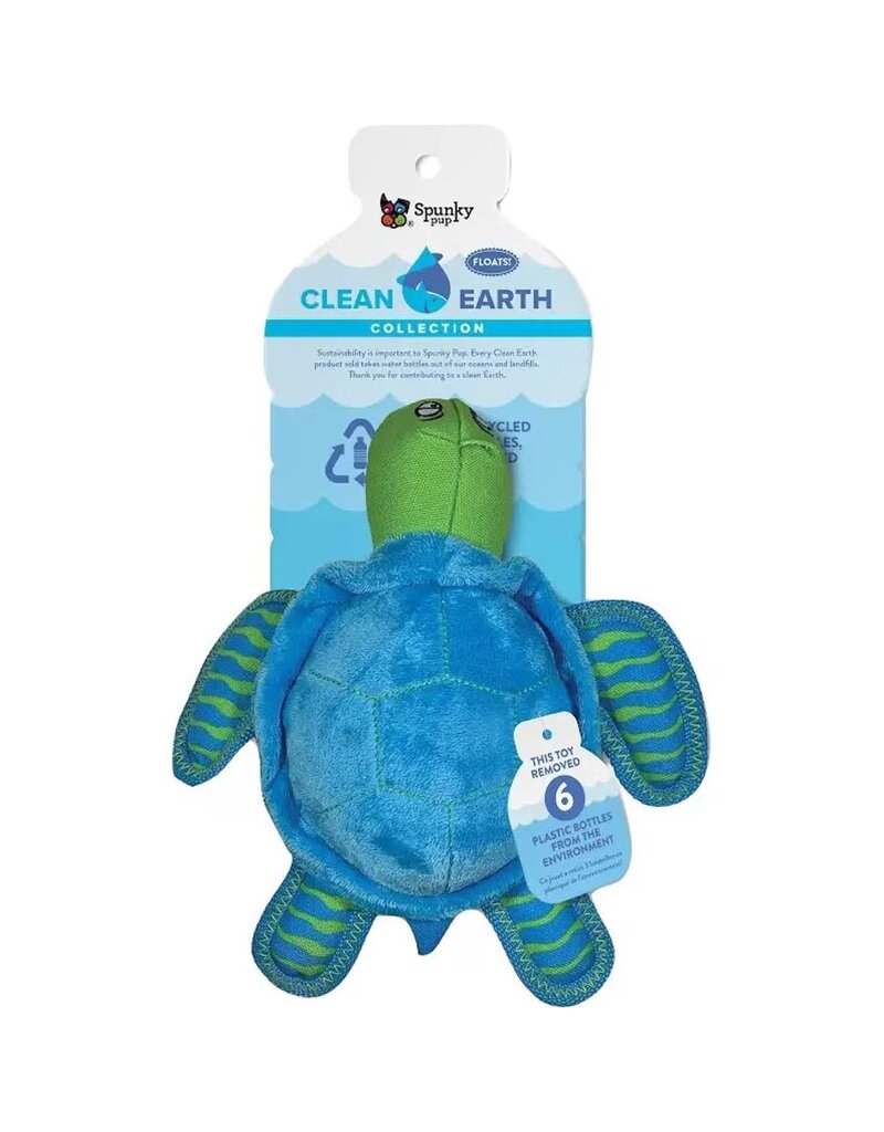 Spunky Pup Recycled Plush Chew Dog Toy Turtle Small