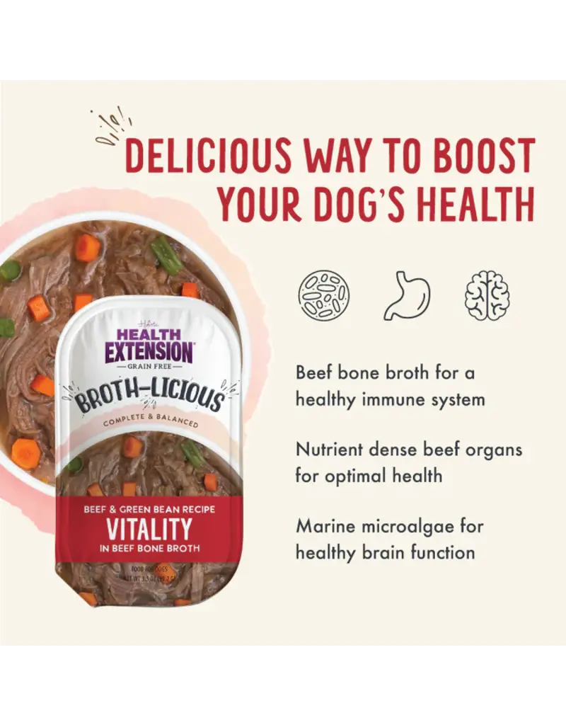 Health Extension HE Broth-licious Bone Broth Beef/G Bean 3.5 Oz