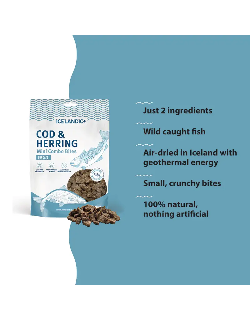 Icelandic Icelandic Mini Combo Bites Cod/Herring Cat Treats  1.7Oz