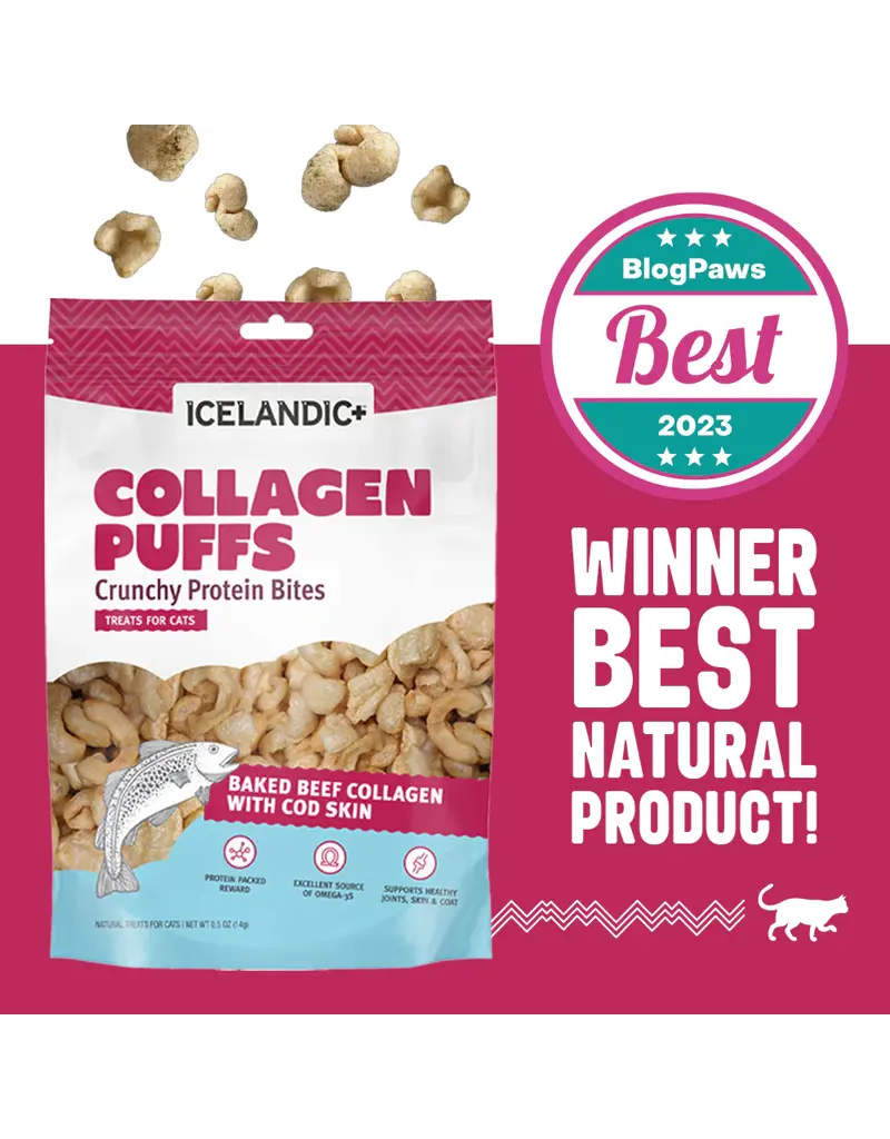 Icelandic Icelandic Beef Collagen Puffs with Cod Skin Cat Treat .5OZ