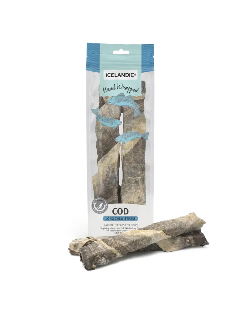 Icelandic Icelandic Hand Wrapped Cod Skin 10 In Chew Stick Dog Treat 2-pack