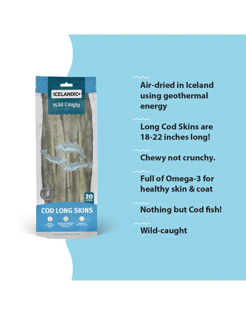 Icelandic Icelandic Cod Long Skins Dog Treats Single