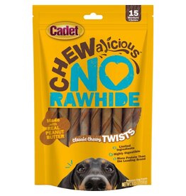 IMS Cadet Chewalicious Rawhide Free Twists Dog Chews Peanut Butter 15 Pk