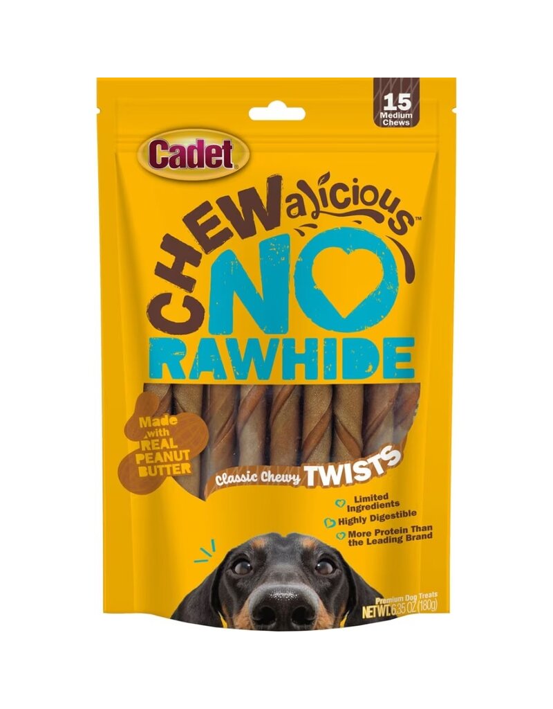 IMS Cadet Chewalicious Rawhide Free Twists Dog Chews Peanut Butter 15 Pk