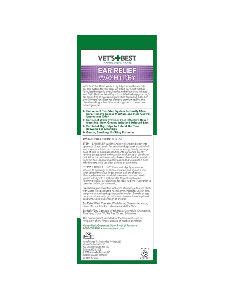 Vet's Best Vet's Best Ear Relief Wash and Dry for Dogs