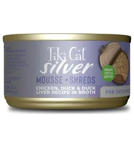 Tiki Pet Tiki Cat Silver Mousse & Shreds Chicken, Duck, & Duck Liver 2.4 Oz Can