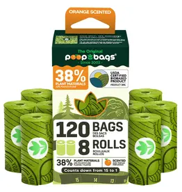 The Original Poop Bags Biobased Countdown Rolls Poop Bags Orange Scented 8 Pk 15 Ct