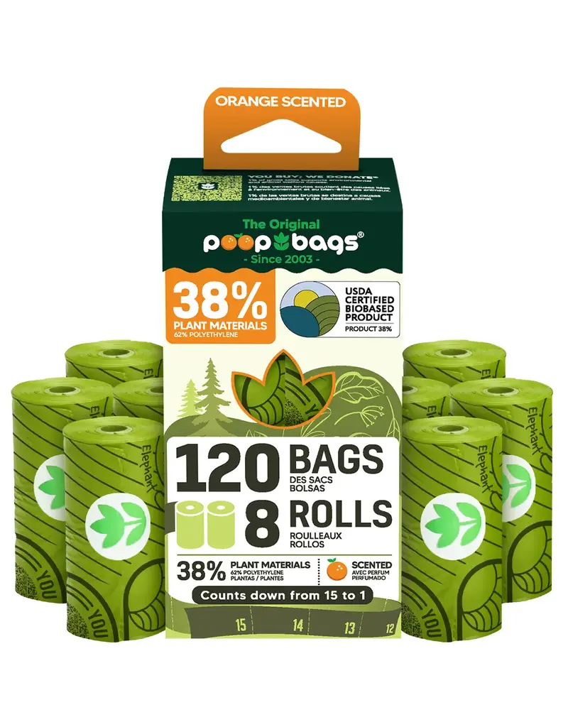 The Original Poop Bags Biobased Countdown Rolls Poop Bags Orange Scented 8 Pk 15 Ct