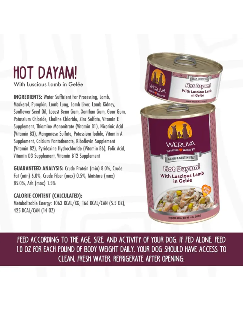 Weruva Weruva Hot Dayam Luscious Lamb Dog Food 5.5 Oz can