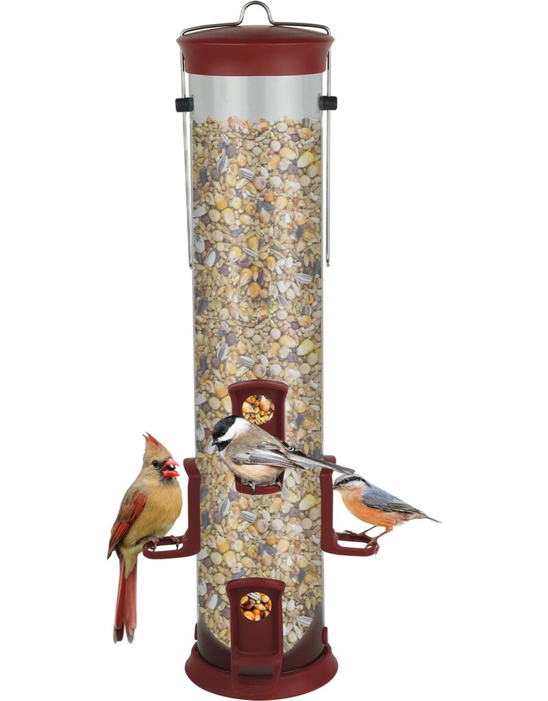 Nature's Way Plastic Tube Bird Feeder 2.1 Qt Red