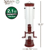 Nature's Way Plastic Tube Bird Feeder 2.1 Qt Red