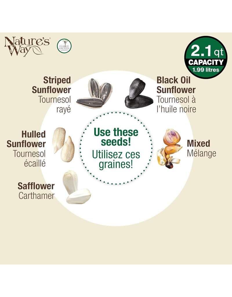 Nature's Way Plastic Tube Bird Feeder 2.1 Qt Red